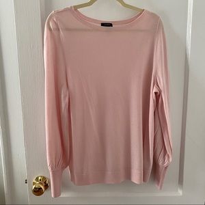 Halogen bubble sleeve sweater in pink size L